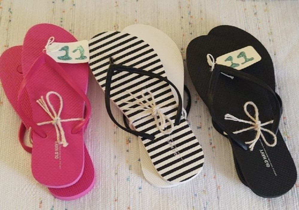 Old Navy Flip Flops Set - Pink, Black, and Striped, Size 11 - Set Of 3